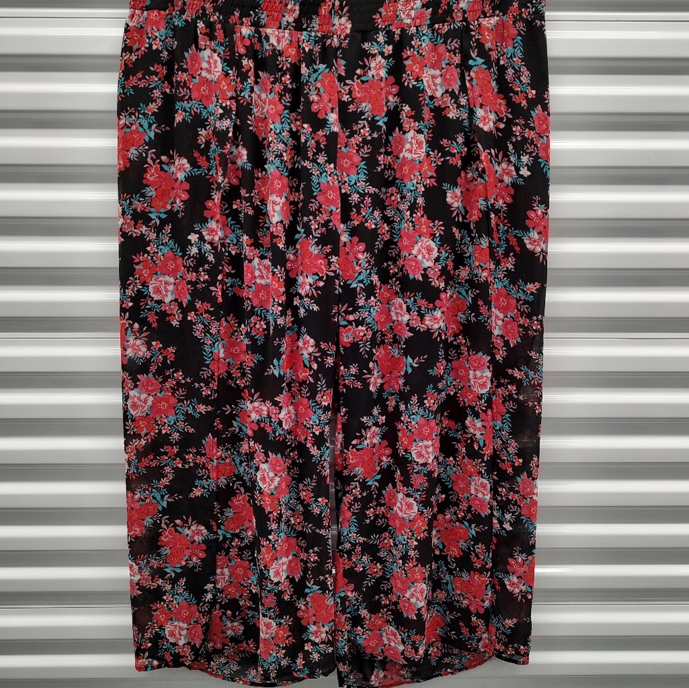 Women's Plus Size Floral Torrid Side Slit Wide Leg Tiffany Floral Shorts Pants …